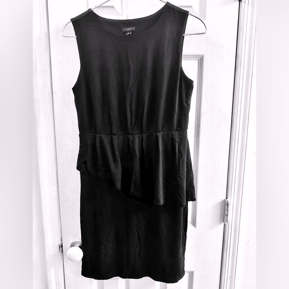 Size 6 Ann Taylor Black Dress with Asymmetrical Peplum